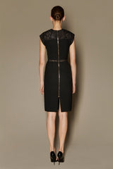 SHILOH DRESS IN BLACK MATT STRETCH WITH LASERCUT INSERTS